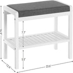 Shoe Rack Bench with Cushion - 12.6D x 23.6W x 16.9H