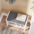Shoe Rack Bench with Cushion - 12.6D x 23.6W x 16.9H