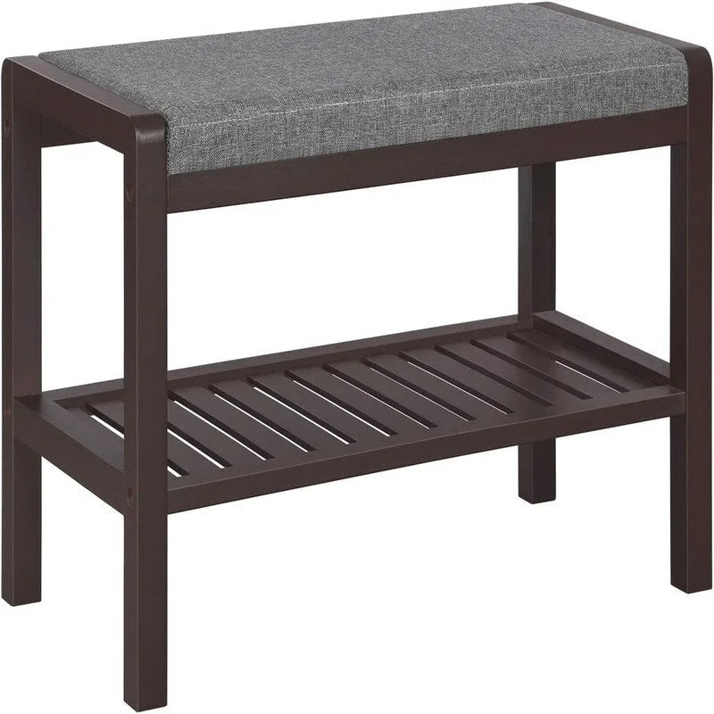Shoe Rack Bench with Cushion - 12.6D x 23.6W x 16.9H