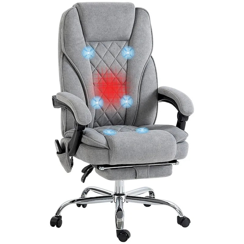 Massage Office Chair with 6 Vibration Points, Heated Reclining Computer Chair,Swivel Chair with Adjustable Height and Footrest