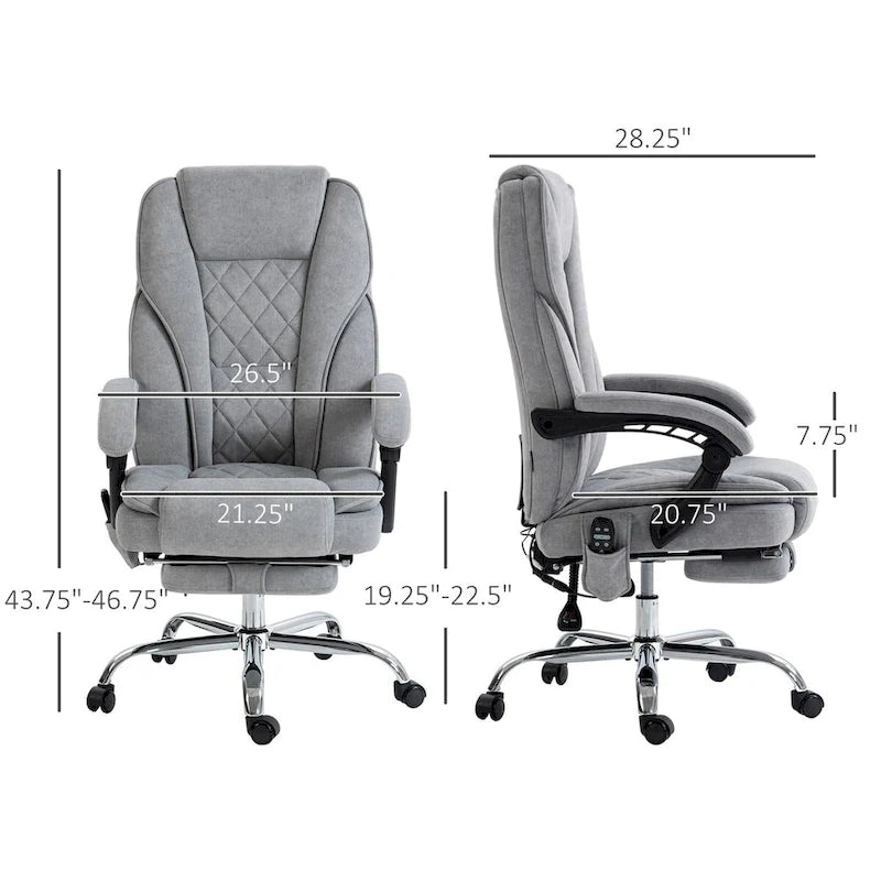 Massage Office Chair with 6 Vibration Points, Heated Reclining Computer Chair,Swivel Chair with Adjustable Height and Footrest