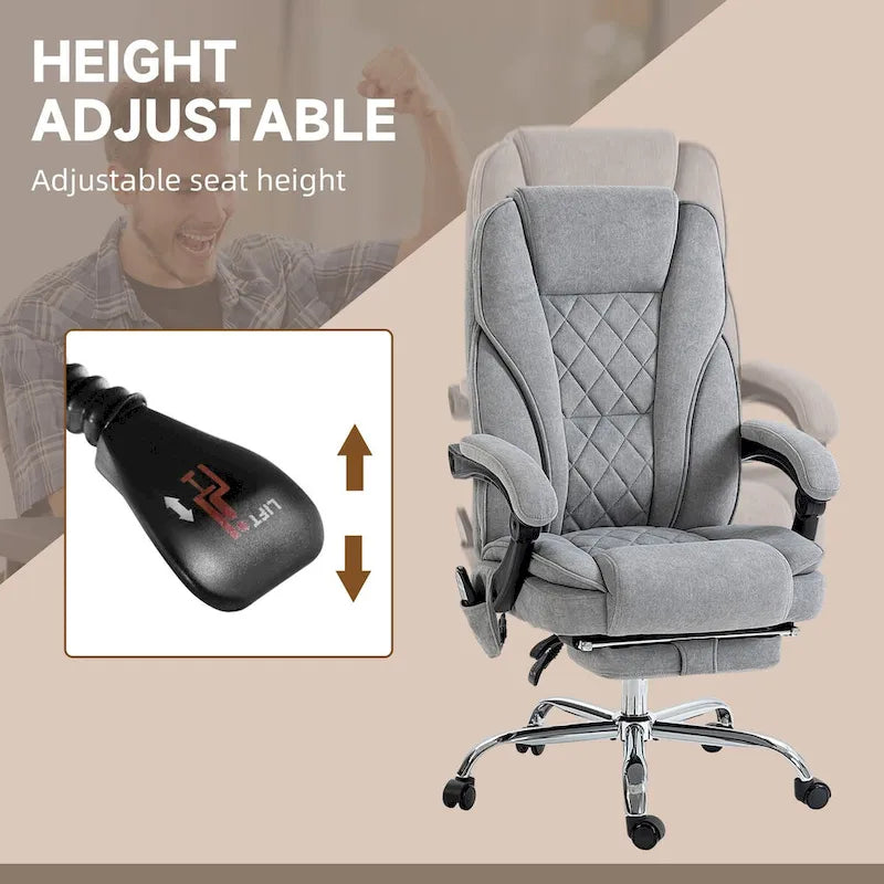 Massage Office Chair with 6 Vibration Points, Heated Reclining Computer Chair,Swivel Chair with Adjustable Height and Footrest