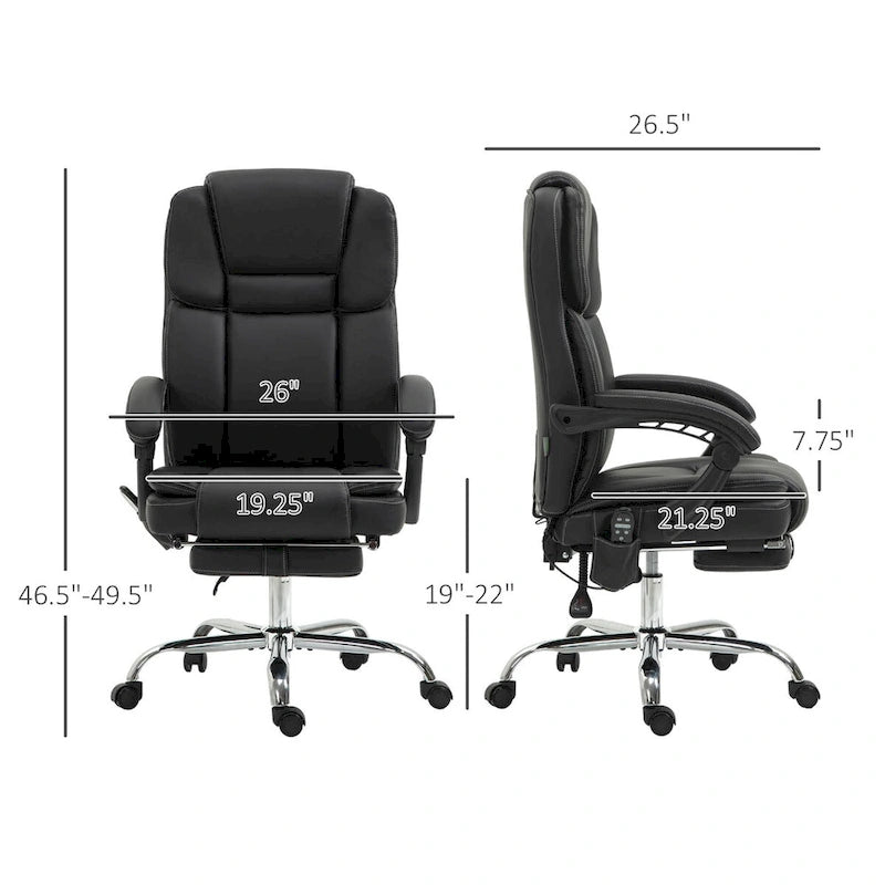 Massage Office Chair with 6 Vibration Points, Heated Reclining Computer Chair,Swivel Chair with Adjustable Height and Footrest