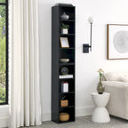 8-Tier Media Tower Rack,CD DVD Slim Storage Cabinet with Adjustable Shelves,Multi-functional double-decker bookcase