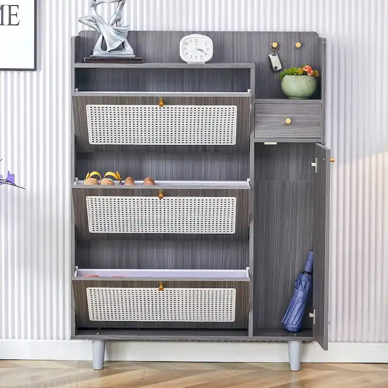 Modern minimalist storage Japanese rattan shoe bed top cabinet small home furniture Suitable for corridors and living rooms