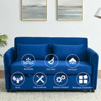 Convertible Sofa Bed, 3-In-1 Versatile Velvet Double Sofa With Pullout Bed