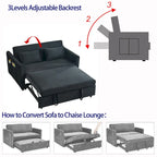 Convertible Sofa Bed, 3-In-1 Versatile Velvet Double Sofa With Pullout Bed