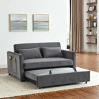 Convertible Sofa Bed, 3-In-1 Versatile Velvet Double Sofa With Pullout Bed