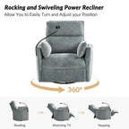 Barry Modern 38 Power Rocking Swivel Nursery Recliner with USB Ports Set of 2 by HULALA HOME