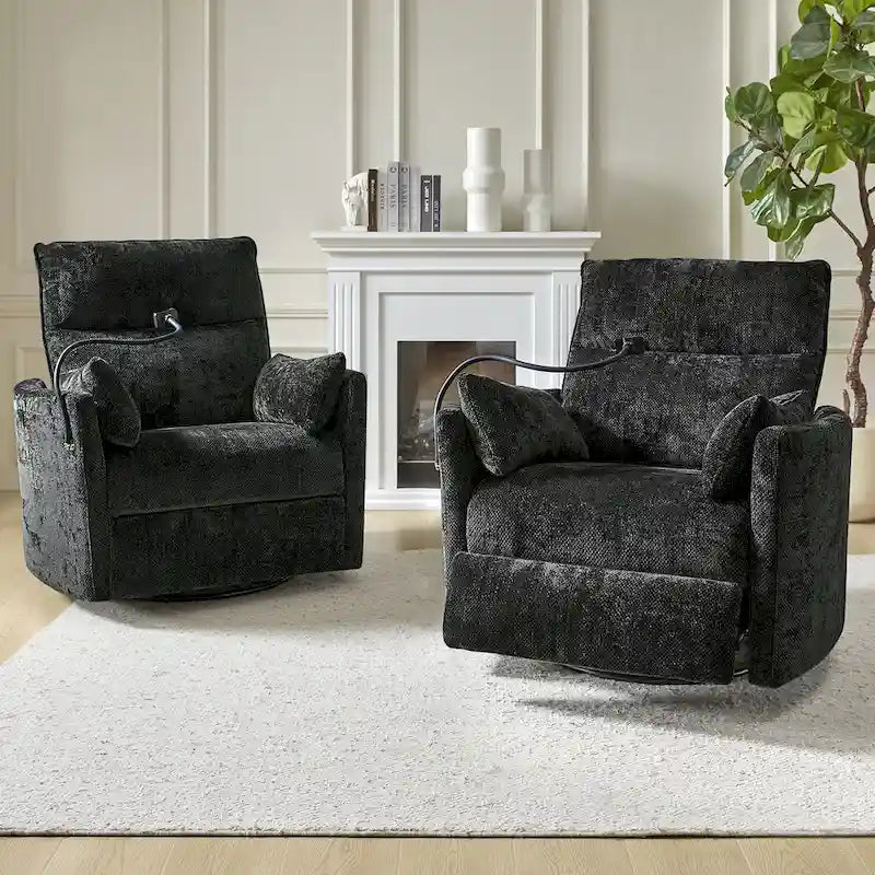 Barry Modern 38 Power Rocking Swivel Nursery Recliner with USB Ports Set of 2 by HULALA HOME
