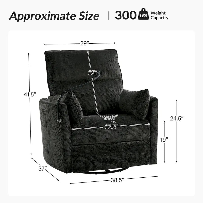 Barry Modern 38 Power Rocking Swivel Nursery Recliner with USB Ports Set of 2 by HULALA HOME