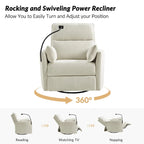 Barry Modern 38 Power Rocking Swivel Nursery Recliner with USB Ports Set of 2 by HULALA HOME