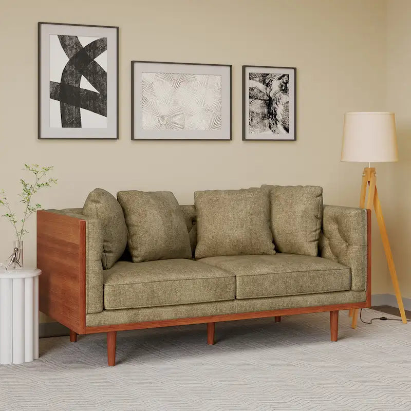 Borah Tufted Loveseat with Accent Pillows by Christopher Knight Home