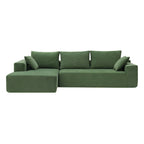 109-inch Green Modular L-shaped Minimalist Upholstered Sectional Sofa Set with Two Pieces Combination - 109W x 68D x 28.5H