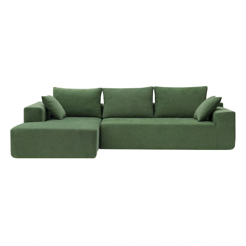 109-inch Green Modular L-shaped Minimalist Upholstered Sectional Sofa Set with Two Pieces Combination - 109W x 68D x 28.5H