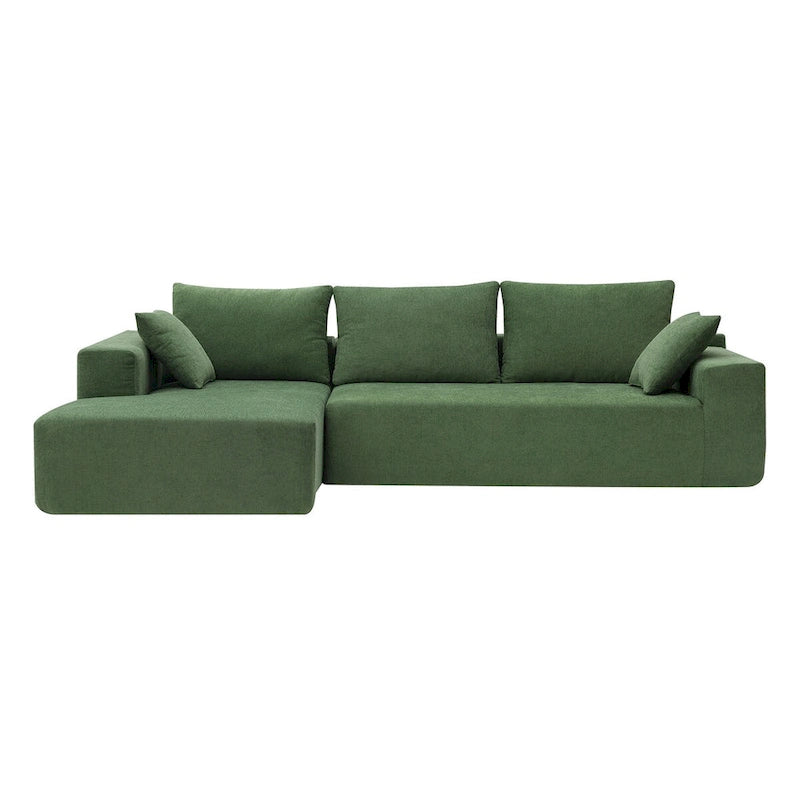 109-inch Green Modular L-shaped Minimalist Upholstered Sectional Sofa Set with Two Pieces Combination - 109W x 68D x 28.5H