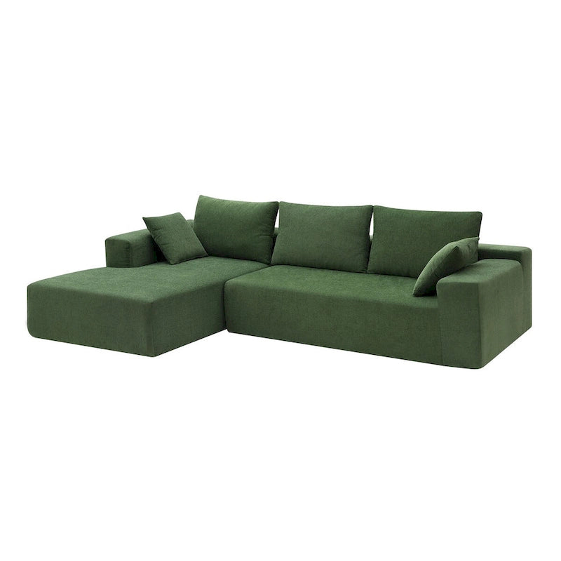 109-inch Green Modular L-shaped Minimalist Upholstered Sectional Sofa Set with Two Pieces Combination - 109W x 68D x 28.5H