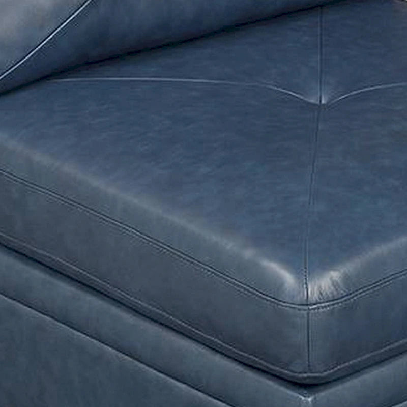 Blue 37-inch Modular Armless Sofa Chair with Faux Leather