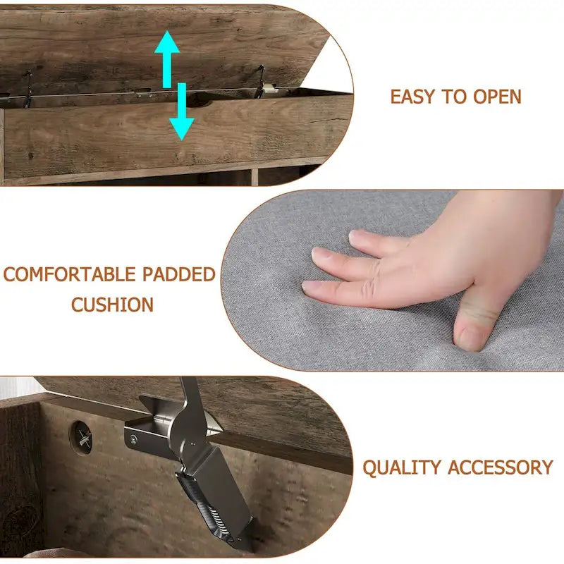Storage Bench, Shoe Bench with Cushion