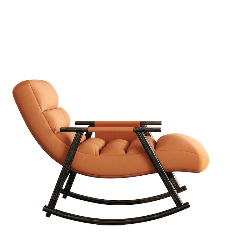Casual Folding Rocking Chair,Lounge Rocking Chair Adjustable High Back and Foot Rest,Side Pockets Placed in Living Room Bedroom