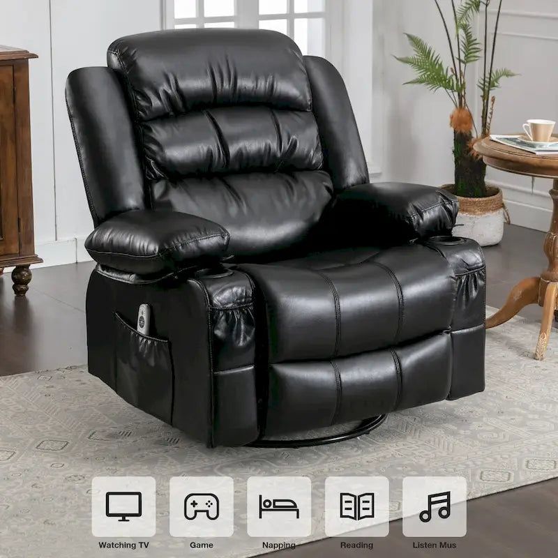 Massage Swivel Rocker Recliner Chair with Vibration Massage and Heat Ergonomic Lounge Chair USB Charge Port