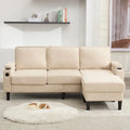 Upholstered 3-seat Sofa with Storage Ottoman for Living Room