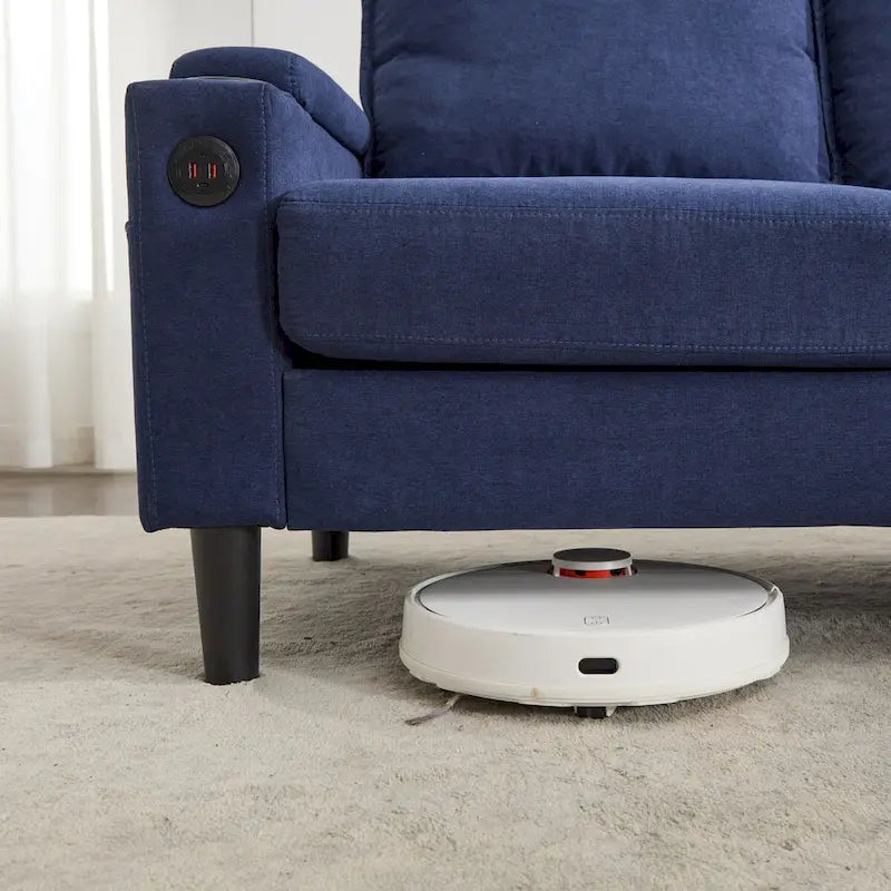 Upholstered 3-seat Sofa with Storage Ottoman for Living Room