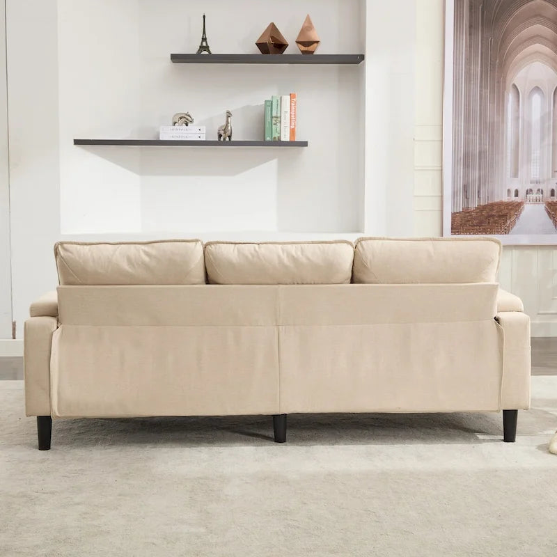 Upholstered 3-seat Sofa with Storage Ottoman for Living Room