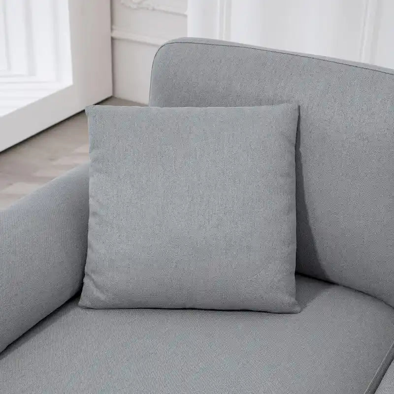 HOMCOM Fabric Sectional Couch with Reversible Sleeper Sofa, Modern L Shaped Sectional Sofa with Pillows, Wooden Legs