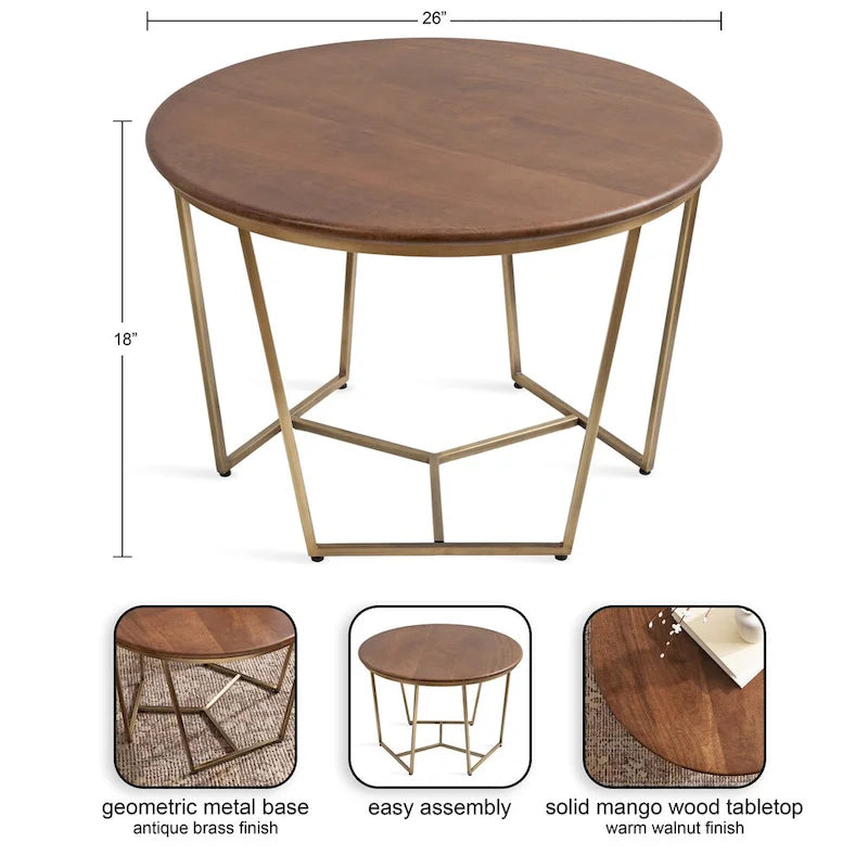 Kate and Laurel Solvay Wood and Metal Coffee Table