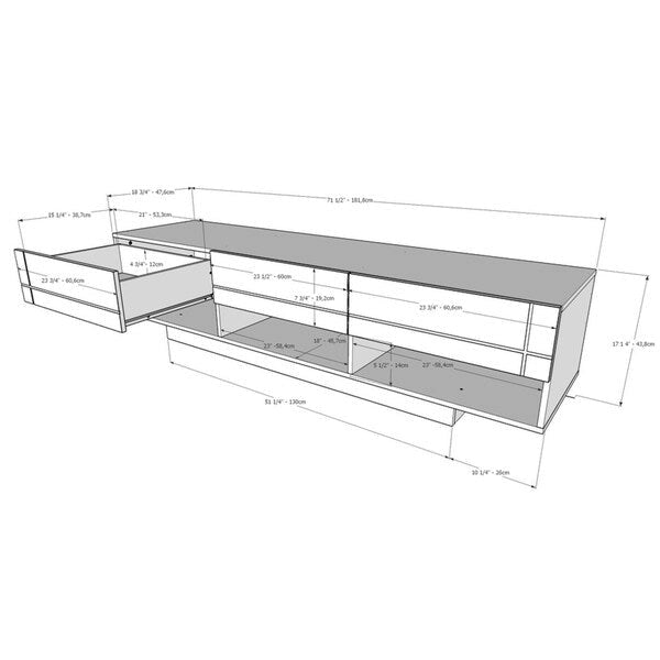 Nexera Rustik 72-inch 3-Drawer TV Stand