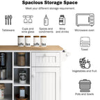 50.80 W Versatile Solid Wood Countertop Kitchen Island with Storage and Two Locking Wheels