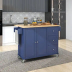Rolling Kitchen Island with Solid Wood Top and Locking Wheels,Drop Leaf