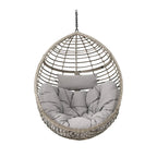 Outdoor Garden Rattan Egg Swing Chair Hanging Chair with Fabric Cushion,NO STAND BASKET ONLY