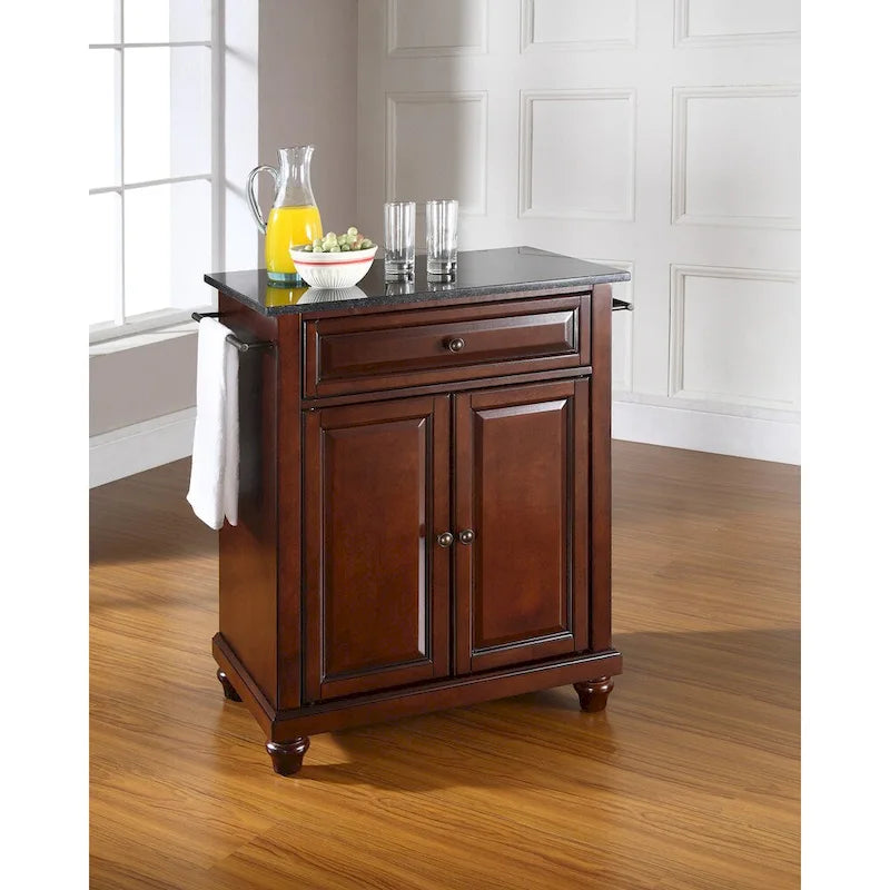  Cambridge Solid Black Granite Top Portable Kitchen Island in Vintage Mahogany Finish - 18d x 31w x 36h