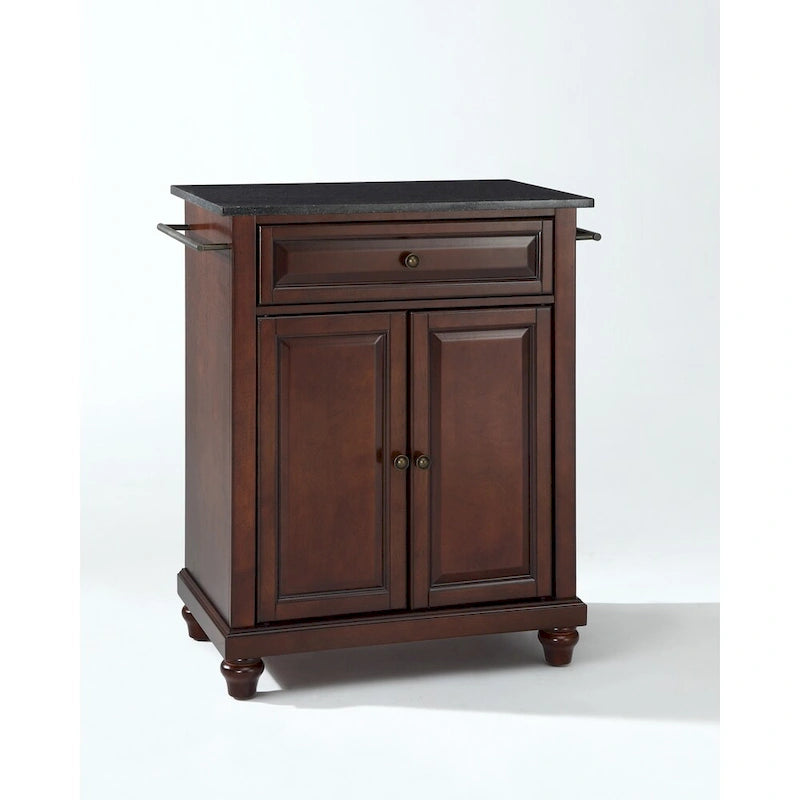Cambridge Solid Black Granite Top Portable Kitchen Island in Vintage Mahogany Finish - 18d x 31w x 36h