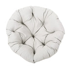 Brown Wicker Swivel Papasan Chair with Tufted Fabric Cushion