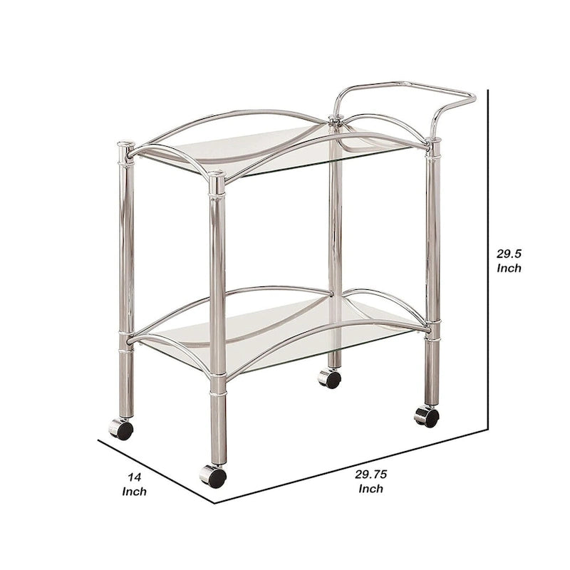 Beautiful Metal Serving Cart, Silver