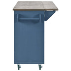 51.6 in. W Farmhouse Kitchen Island with Drop Leaf, Internal Storage Rack and Three Doors