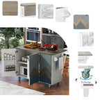 51.6 in. W Farmhouse Kitchen Island with Drop Leaf, Internal Storage Rack and Three Doors