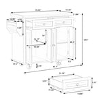 MDF Kitchen Cart with 4-Door and 2-Drawers, Spice Rack, Towel Rack
