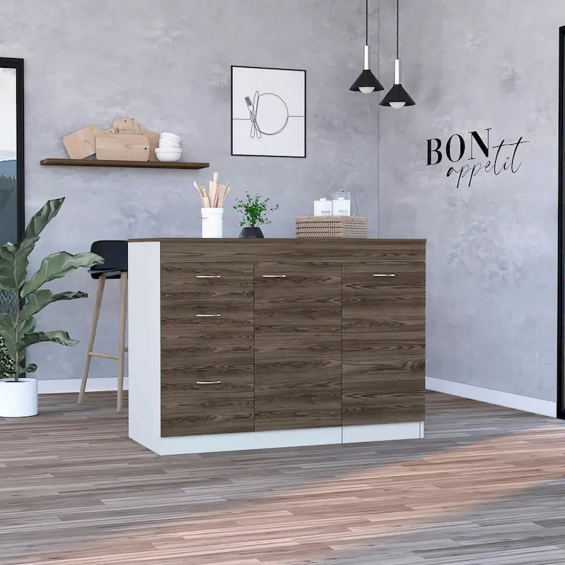 Grecia Kitchen Base Cabinet,Three Drawers, Two Internal Shelves - N/A