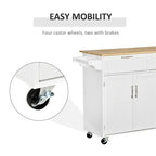Mobile Wood Kitchen Island with Storage and Adjustable Shelves - N/A
