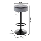 Round Storage Bar Stool Set of 2, Faux Leather Height Adjustable Barstool, 360Counter Height Swivel Stool, Armless Bar Chair