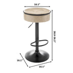 Round Storage Bar Stool Set of 2, Faux Leather Height Adjustable Barstool, 360Counter Height Swivel Stool, Armless Bar Chair