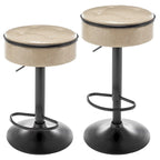Round Storage Bar Stool Set of 2, Faux Leather Height Adjustable Barstool, 360Counter Height Swivel Stool, Armless Bar Chair