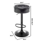 Round Storage Bar Stool Set of 2, Faux Leather Height Adjustable Barstool, 360Counter Height Swivel Stool, Armless Bar Chair