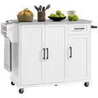 50.5Kitchen Island Rolling Kitchen Cart on Wheels with Drawer,3 Cabinets,Stainless Steel Countertop,Spice Rack and Towel Rack
