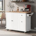 Kitchen Island with Drop Leaf, 53.9 Width Rolling Kitchen Cart on Wheels with Internal Storage Rack