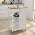 Kitchen Rolling Trolley Cart with Adjustable Shelves and Towel Rack